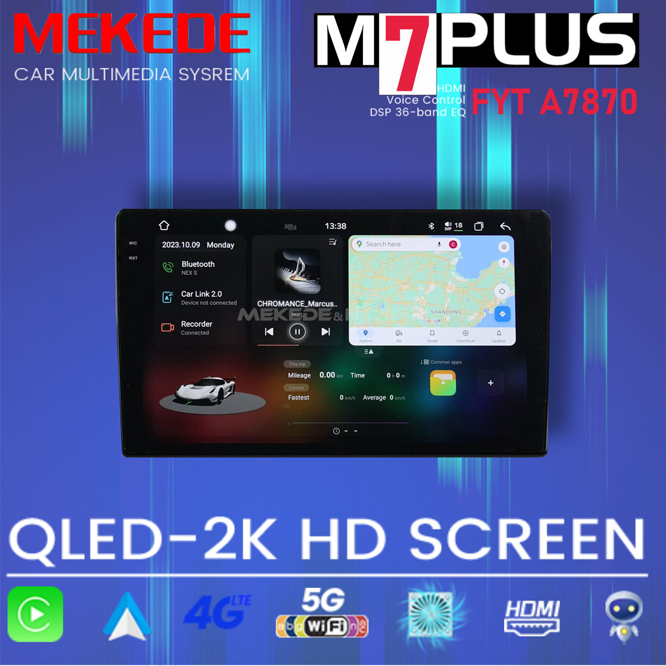 Базовая магнитола 9 дюймов для переходных рамок MEKEDE M7 plus 6152 экран  2K Android 13 12+256 Gb